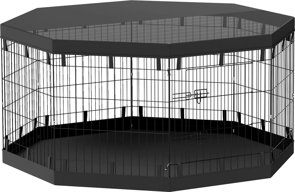 PawHut Wybieg dla Szczeniąt, Wysokość 76 cm/ok. 2,5 m², 8 Paneli, Płachta Podłogowa, Kombinowana Pokrywa Dachowa