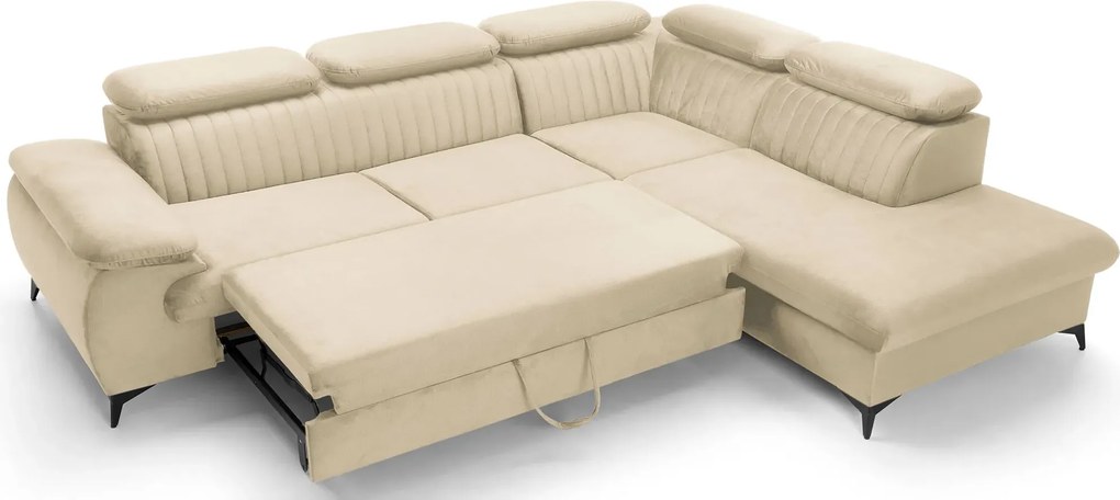 Kremowy narożnik z regulowanymi zagłówkami K4-F92