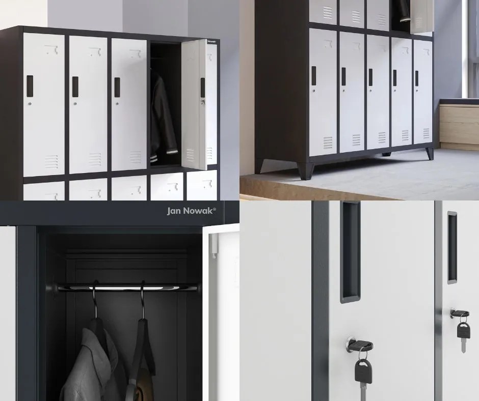 Metalowa szatnia 10-skrytkowa Bartek 136x45x172 cm antracyt/biały