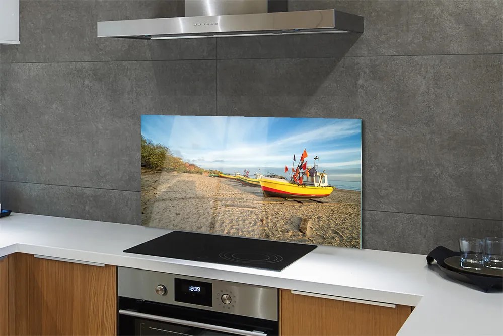 Panel szklany do Kuchni Łodzie na Plaży w Gdańsku