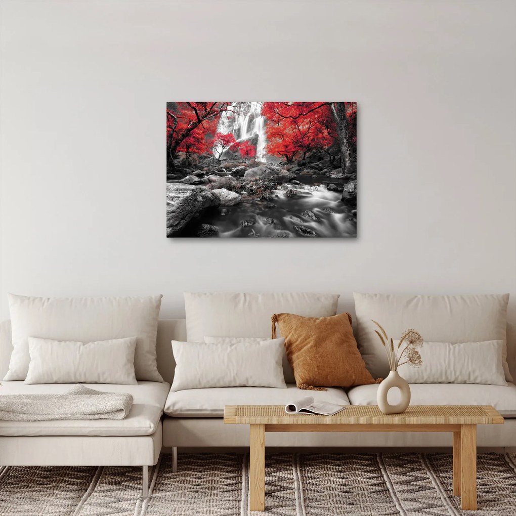 Obraz - Wodospady w jesiennym krajobrazie (70x50 cm)