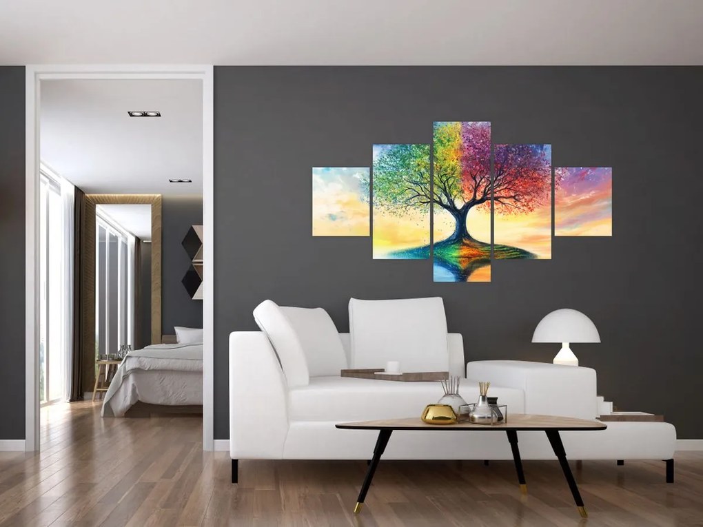 Obraz – Malowane drzewo czterech pór roku (125x70 cm)