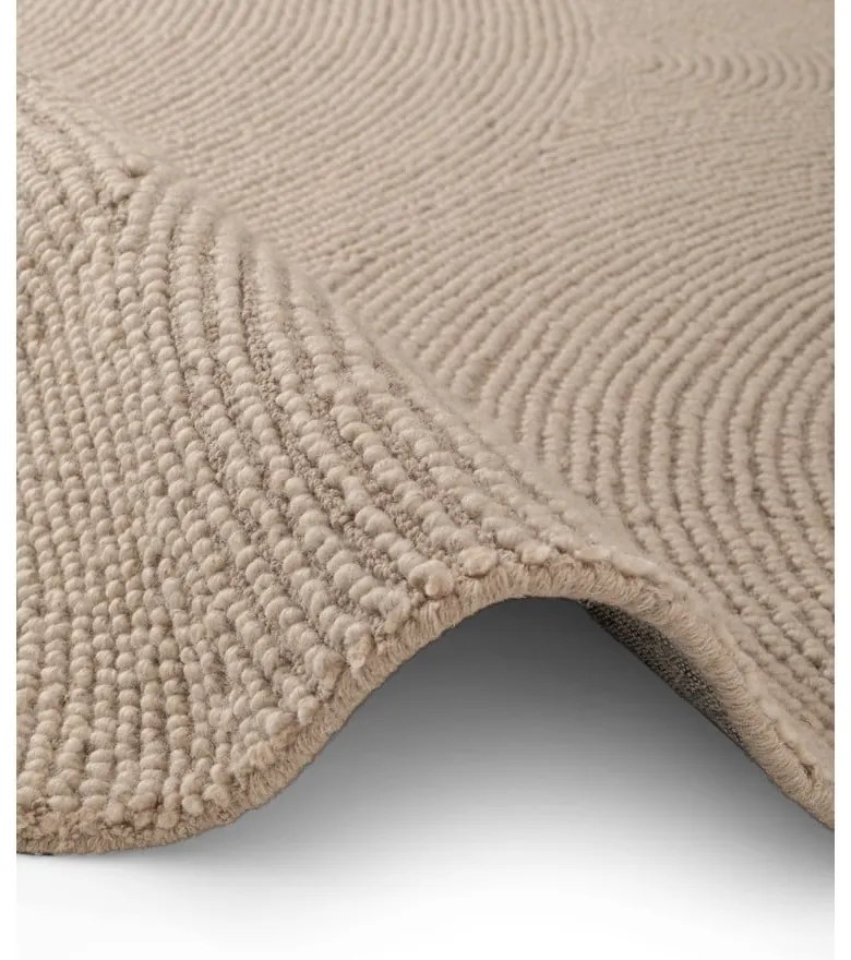 Beżowy wełniany okrągły dywan tkany ręcznie ø 150 cm Calmio – Hanse Home