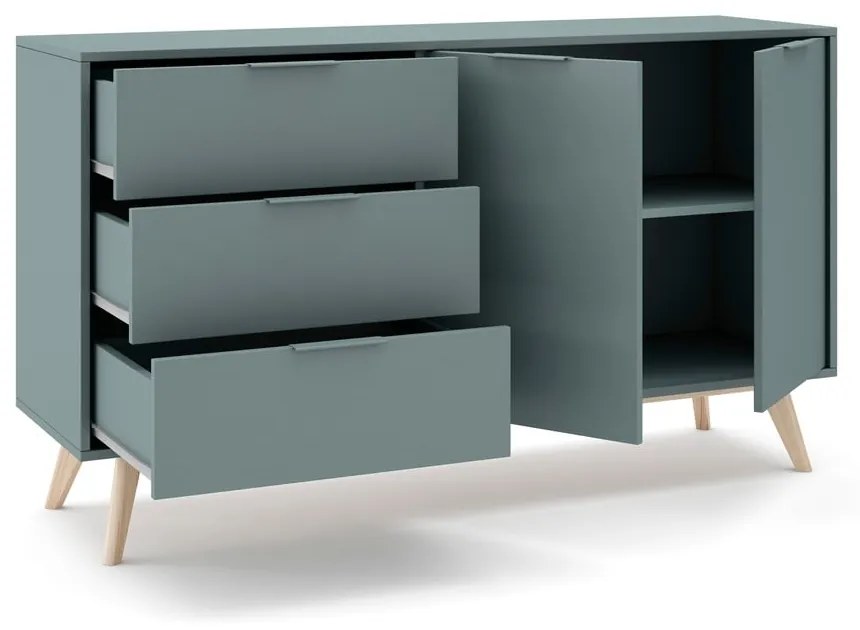 Szarozielona komoda 140x81x40 cm Pisco – Marckeric