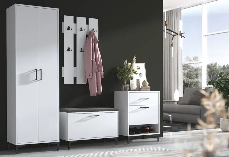 Biały minimalistyczny wieszak ścienny - Vatori 8X