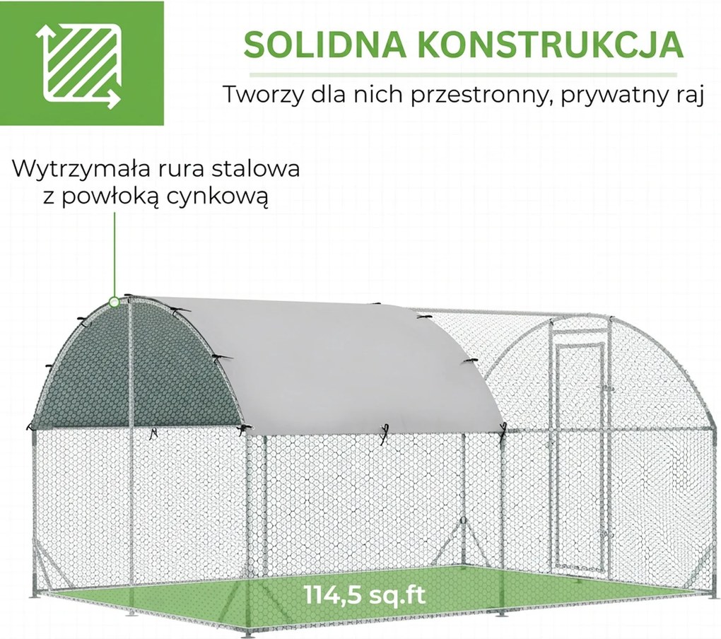 PawHut Wybieg dla małych zwierząt, outdoorowy wybieg dla kur, królików, kaczek, stabilna konstrukcja, stal i tkanina Oxford