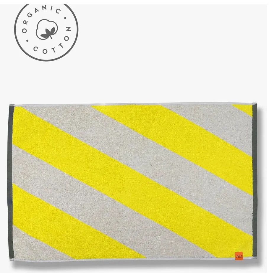 Żółty dywanik łazienkowy z bio bawełny 50x80 cm Diagonal – Mette Ditmer Denmark