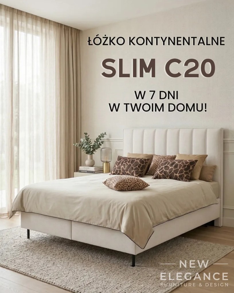 Łóżko kontynentalne Slim C20 160x200 cm z pojemnikiem na pościel w 7 dni
