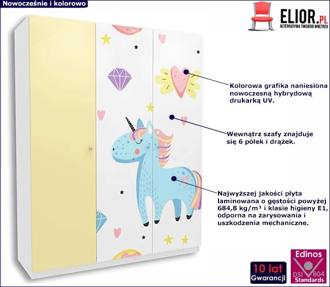 Szafa dziecięca z jednorożcem D7-W68