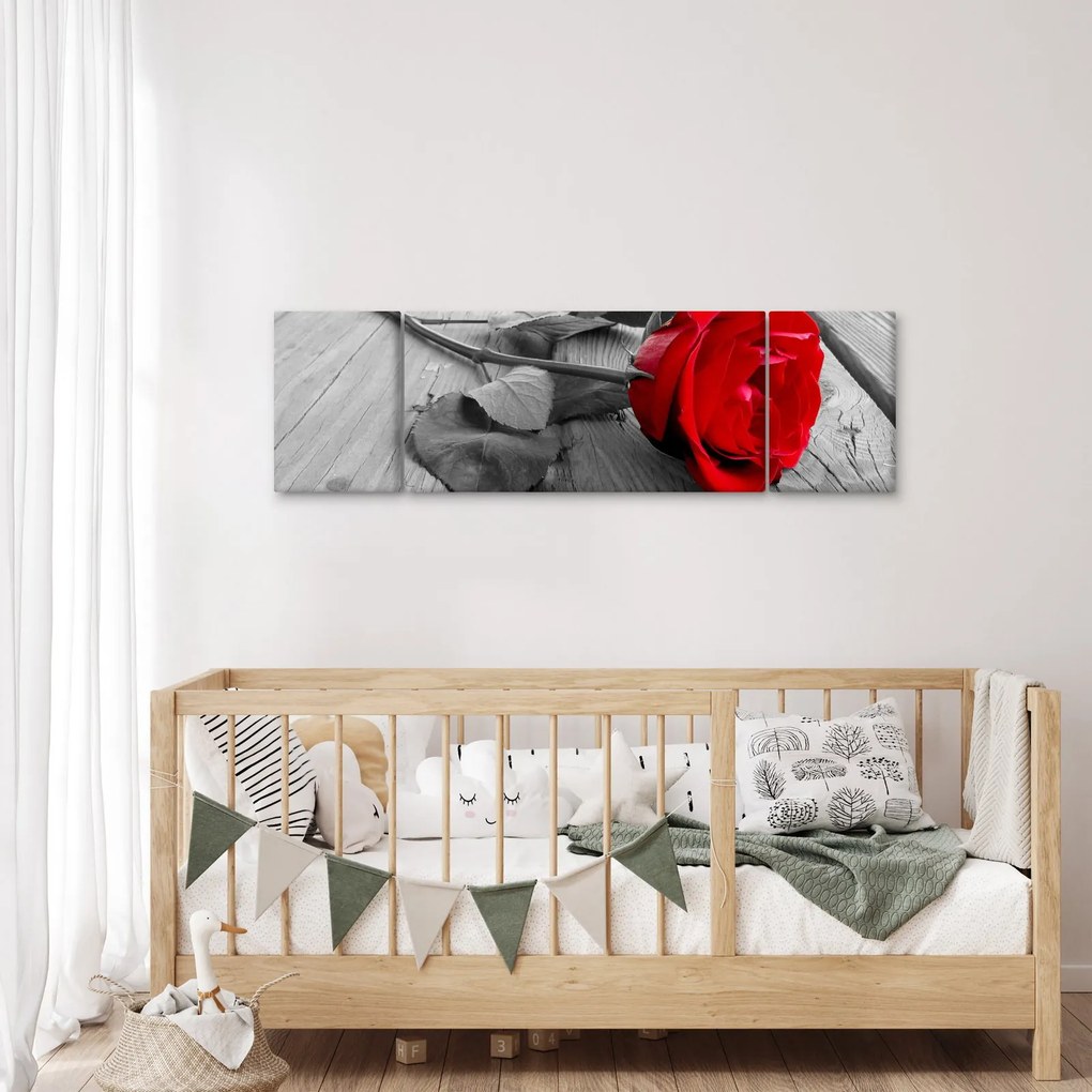 Obraz czerwonej róży (170x50 cm)
