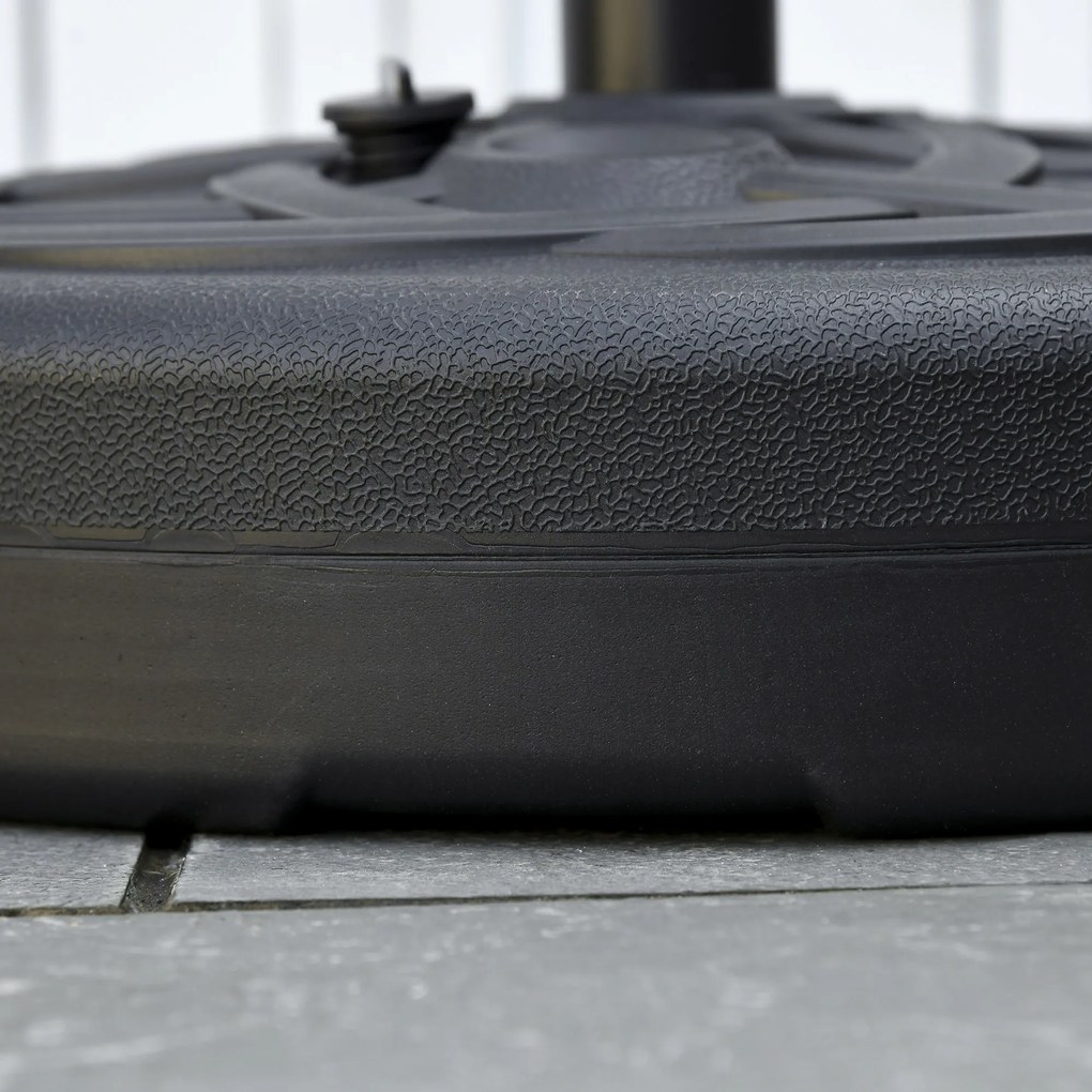 Outsunny Podstawa parasola, Stojak do parasola z tworzywa sztucznego i metalu, wypełniany wodą i piaskiem, Ø56 x 30,5H cm, Czarny