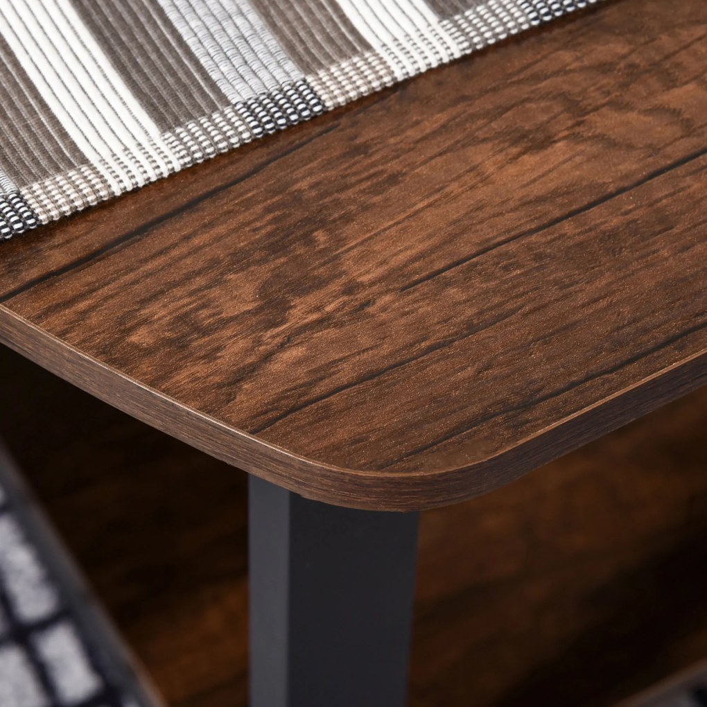 HOMCOM Stolik Kawowy Industrialny Brązowy z Półkami 100x60x46 cm Stylowy i Funkcjonalny | Aosom PL
