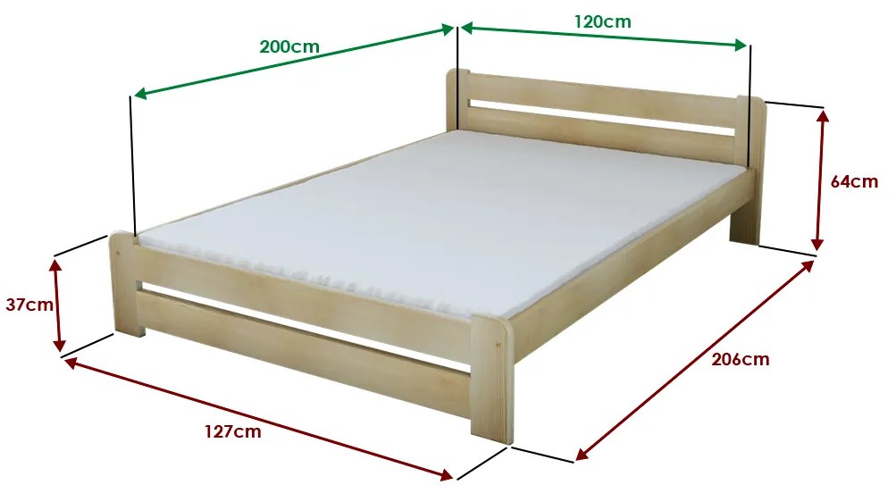 Łóżko Laura 120 x 200 cm, sosna Stelaż: Ze stelażem listwowym elastycznym, Materac: Materac Coco Maxi 20 cm