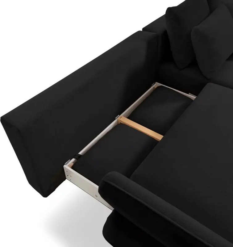 Narożnik MONTE Lewostronny z funkcją spania, pojemnikiem i poduszkami, Sorriso 01 Antracytowy WERSAL