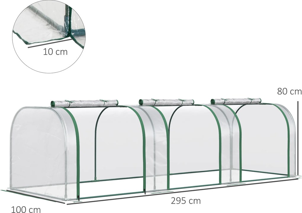 Outsunny Szklarnia Foliowa Cieplarnia Ogród Warzywny z Drzwiami Hodowla Roślin 295x100x80cm Przezroczysta | Aosom PL
