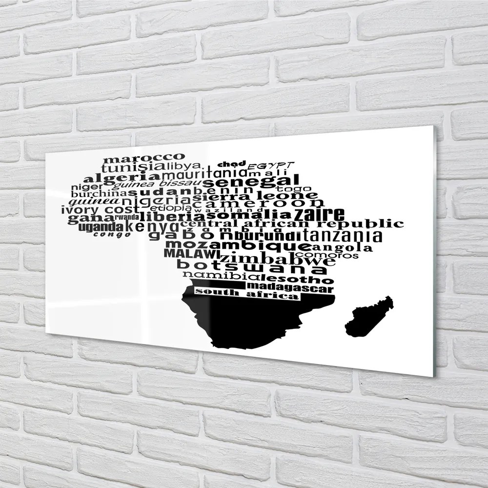 Panel szklany do Kuchni Czarno-Białe Typograficzne Napisy