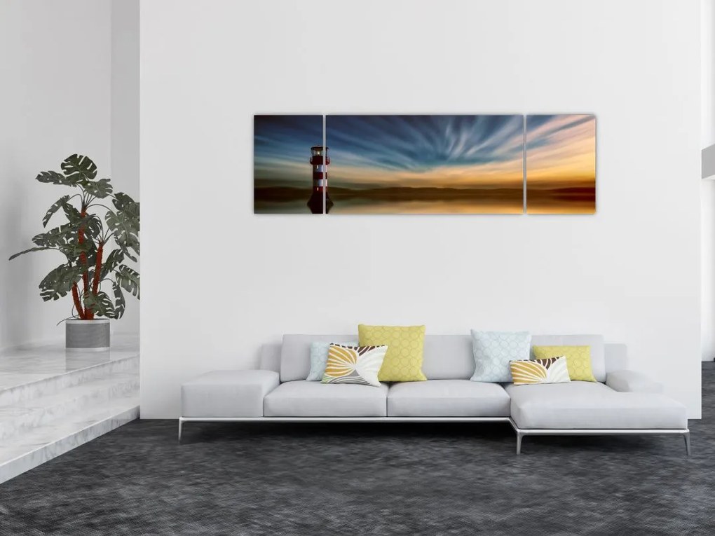 Obraz latarni morskiej na morzu (170x50 cm)