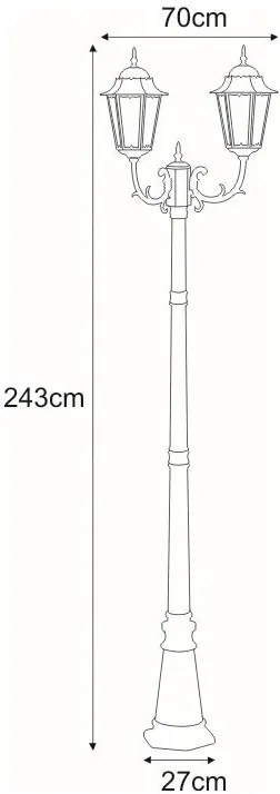 Czarna podwójna stojąca lampa ogrodowa wysoka - S326 B1-D68