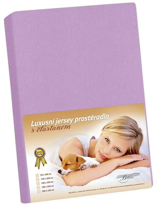 Prześcieradło jersey z elastanem fioletowe, 120 x200 cm, 120 x 200 cm