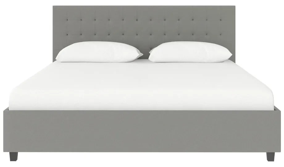 Szare tapicerowane łóżko dwuosobowe 180x200 cm Emily – Støraa