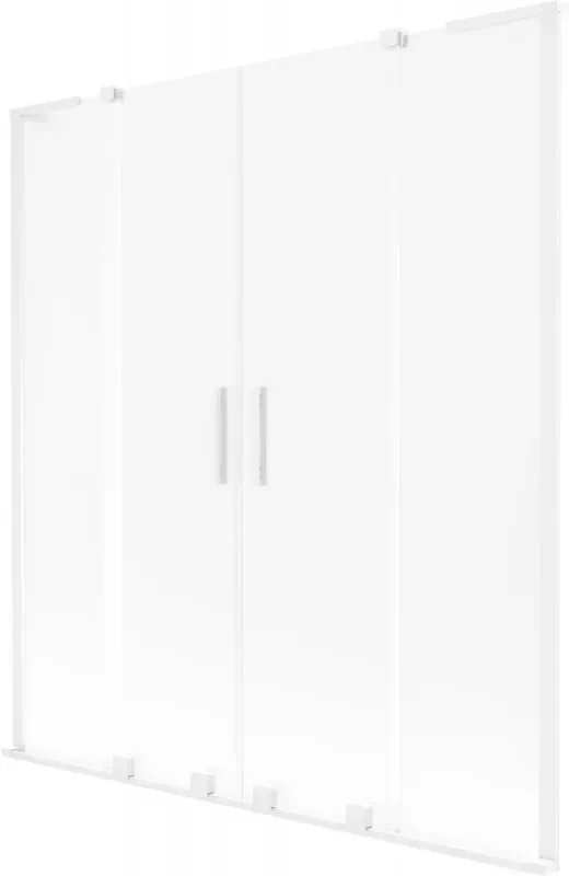 Mexen Velar L Duo parawan nawannowy 2-skrzydłowy rozsuwany 160 x 150 cm, szron, biały - 896-160-003-32-20