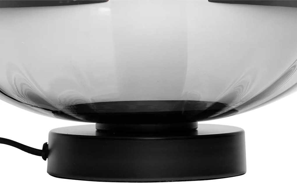 Lampa stołowa art deco czarna z przydymionym szkłem - Ayesha