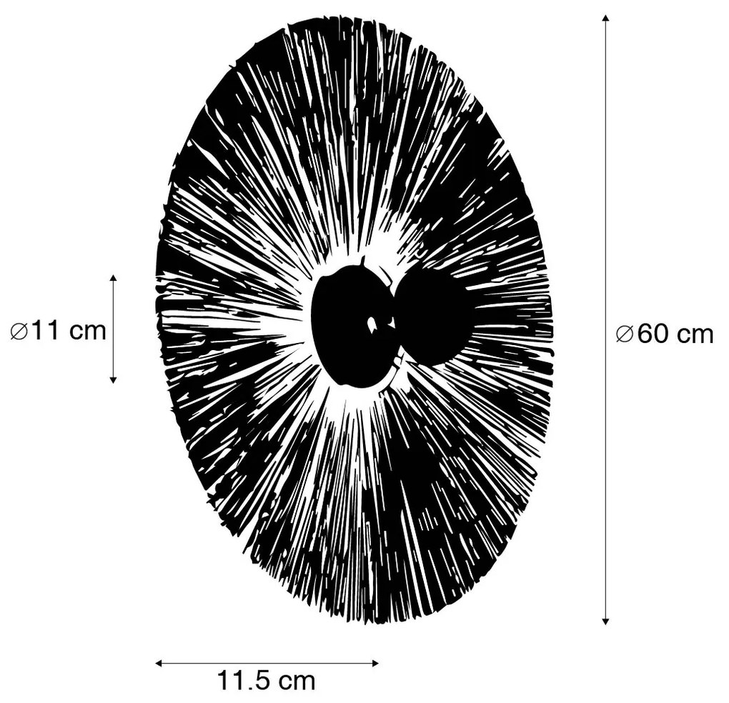 Rustykalna lampa ścienna czarna ze sznurkiem 60 cm - Leia