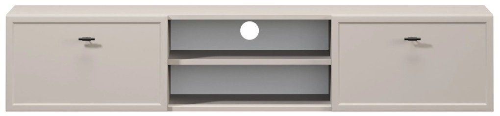 Szafka RTV wisząca Lorini 150 cm z szufladami - kaszmir / czarne uchwyty T-bar