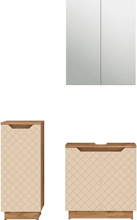 Zestaw mebli łazienkowych dąb/kaszmir ze strukturą płytek 59.8x32x62.1 lotta