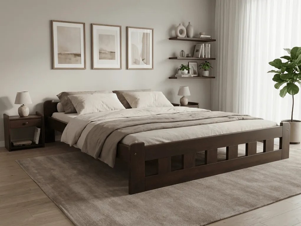 Łóżko Naomi podwyższone 180 x 200 cm, orzech Stelaż: Ze stelażem listwowym rolowanym, Materac: Materac Coco Maxi 20 cm