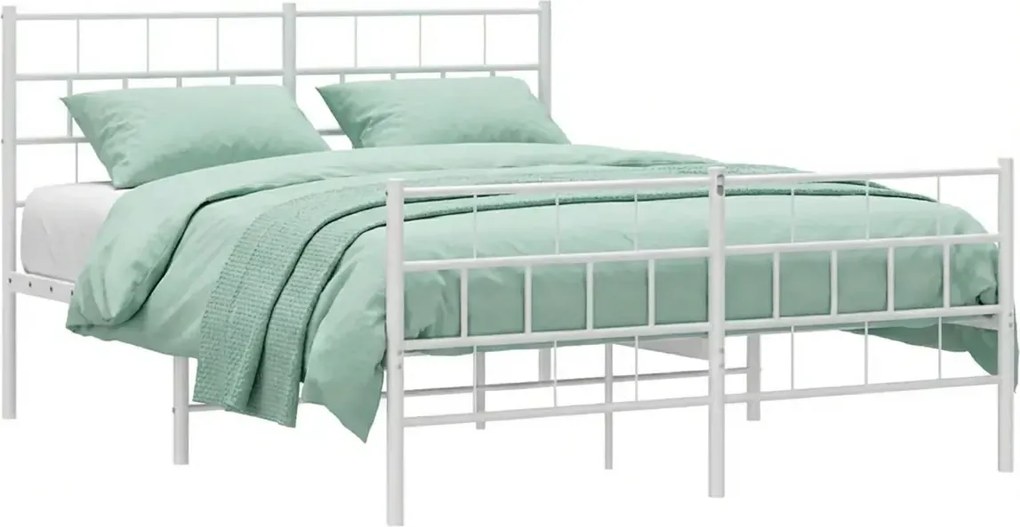 Białe dwuosobowe metalowe łóżko 120x200 A1-P90