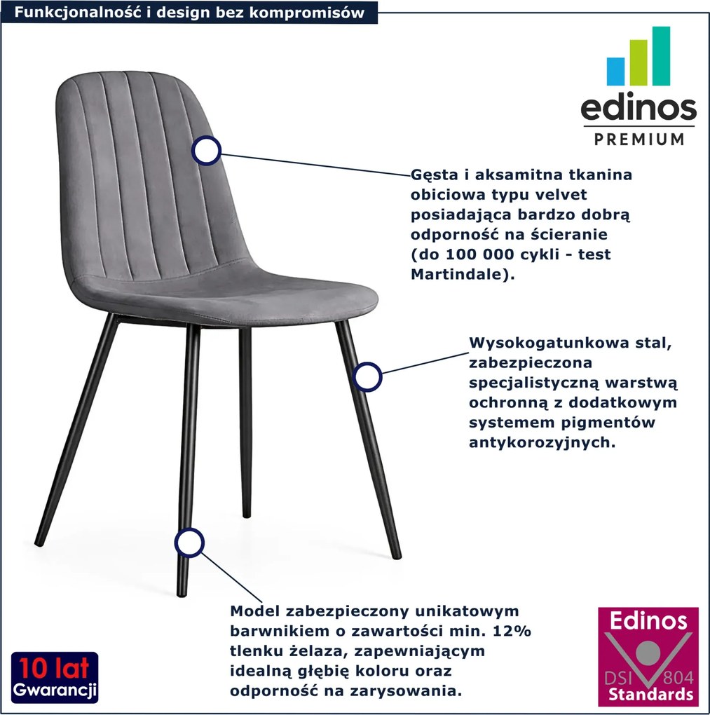 Zestaw 2 grafitowych krzeseł welurowych P0-W58