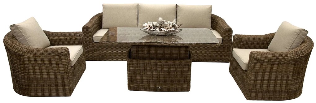 Rattanowy zestaw modułowy BORNEO LUXURY dla 5 osób (brązowy)