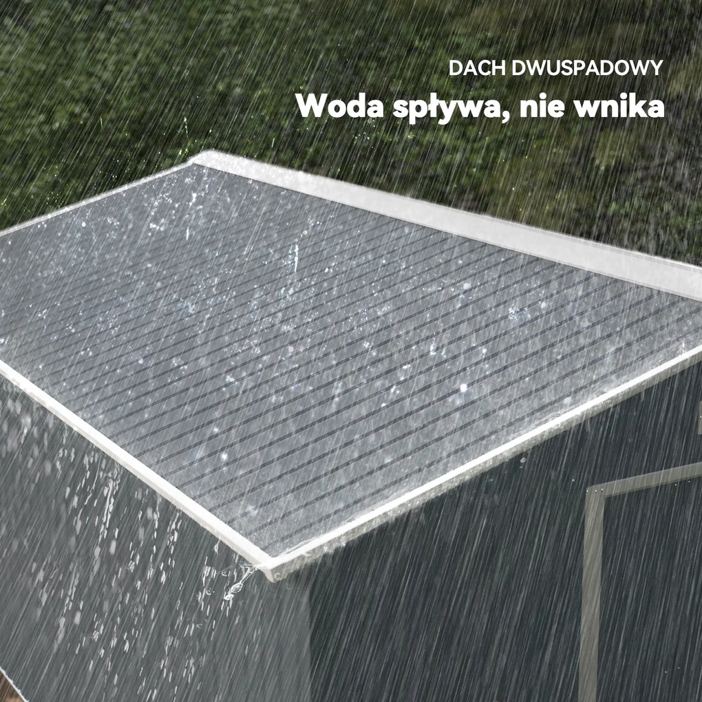 Outsunny Szopa Ogrodowa, Wodoodporny Domek na Narzędzia Ogrodowe, z Oknami Wentylacyjnymi, Drzwiami Przesuwnymi, Stal, Węgielny Szary