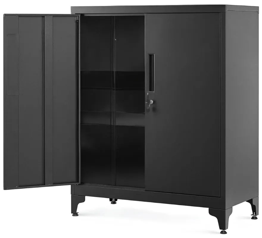 Wielofunkcyjna metalowa szafka RAVEN, 40x80x90 cm, czarna SongmicsHome