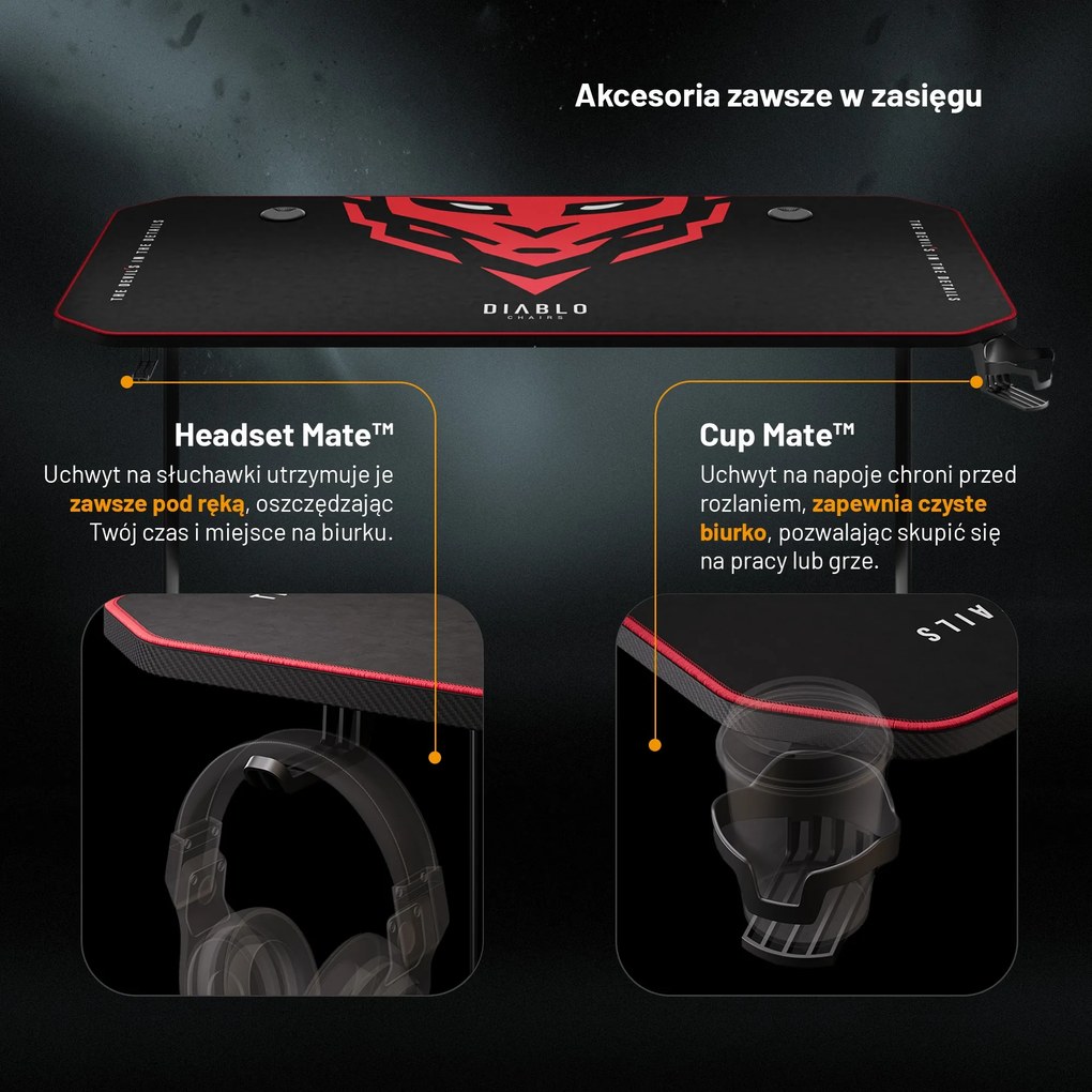 Biurko gamingowe 140 cm Diablo X-Mate 1400