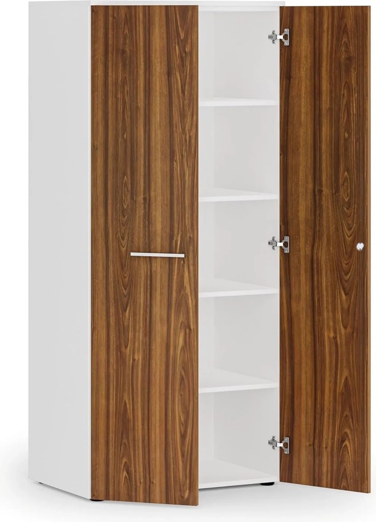 Szafa biurowa z drzwiami PRIMO WHITE, 800 x 500 x 1781 mm, biały/orzech