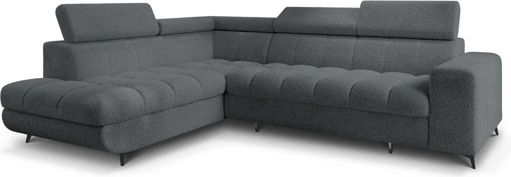 Masseno Narożnik MORIVA z funkcją spania i pojemnikiem na pościel Narozniki L, Rozkładana sofa - Szary, QUELLE 92