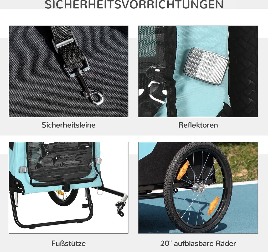 PawHut Przyczepka rowerowa 2 w 1 dla psów Wózek z odblaskami Bezpieczne podróże | Aosom PL