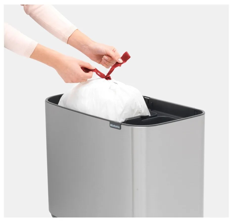Stalowy kosz na śmieci do segregacji odpadów otwierany na dotyk w kolorze srebra z połyskiem 34 l Bo Touch Bin – Brabantia