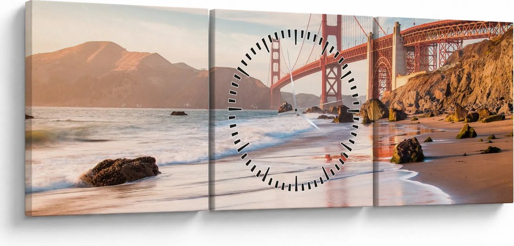 Obraz - Golden Gate Bridge (z zegarem) (90x30 cm)