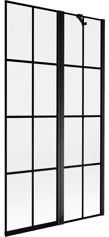Mexen Mist parawan nawannowy 2-skrzydłowy prawy 100 x 150 cm, czarna kratka, czarny - 8A9-100-011-70-77-P