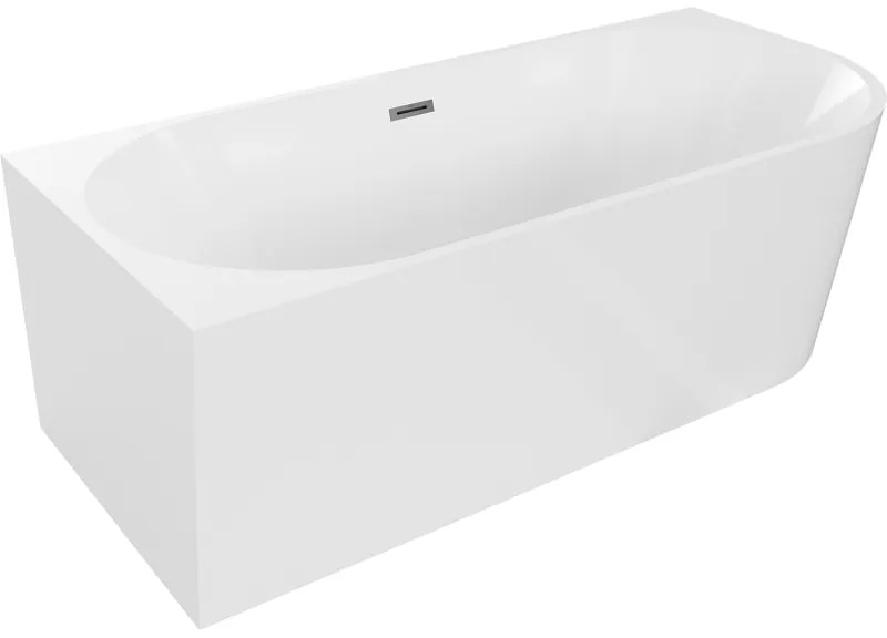 Mexen Mia wanna wolnostojąca narożna lewa 150 x 75 cm, biała, przelew gun metal - 52691507500L-95
