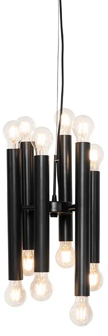 Lampa wisząca w stylu art deco czarna 12-świateł - Tubi ArtDeco Oswietlenie wewnetrzne