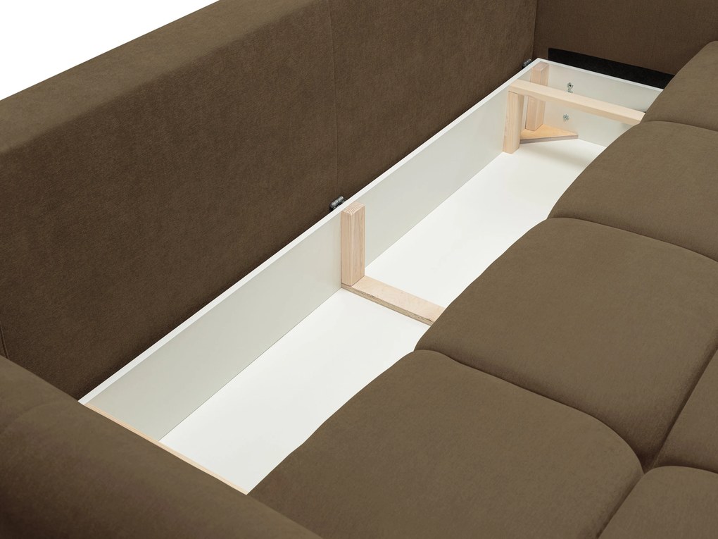 Masseno Sofa MODA z funkcją spania i pojemnikiem na pościel, Rozkładana sofa - Brązowy, WIND 22