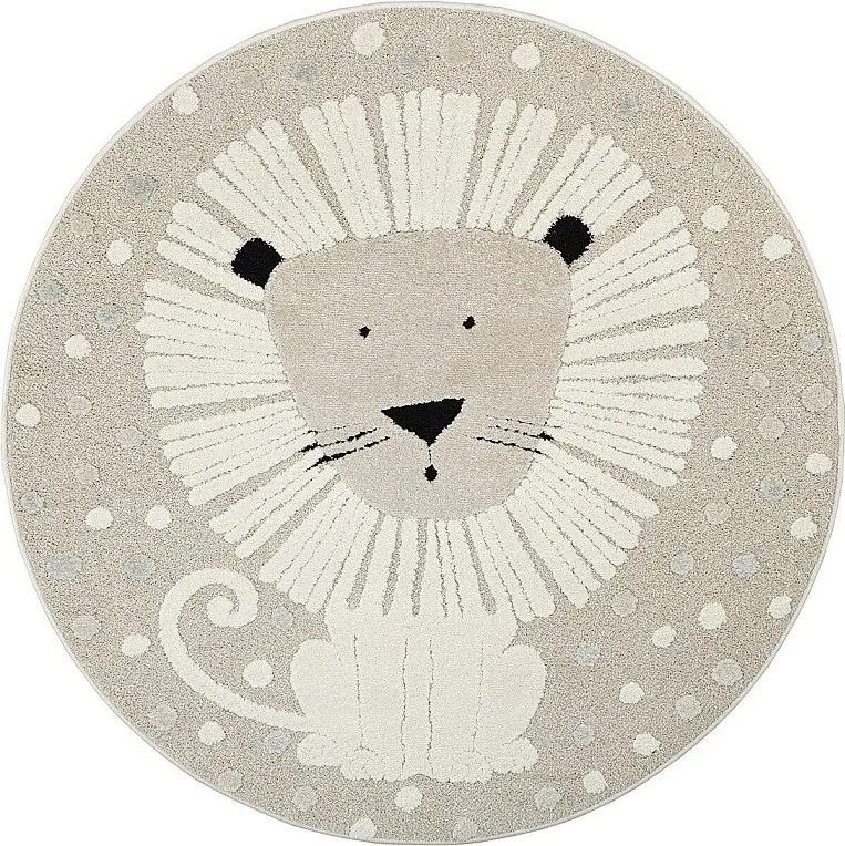 Dywan Jungle Kids Pokój Dziecięcy 3D Odporny - Beżowy - 120 cm Okrągły