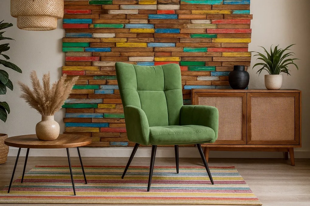 Wielokolorowe panele ścienne z drewna tekowego Z6-A34