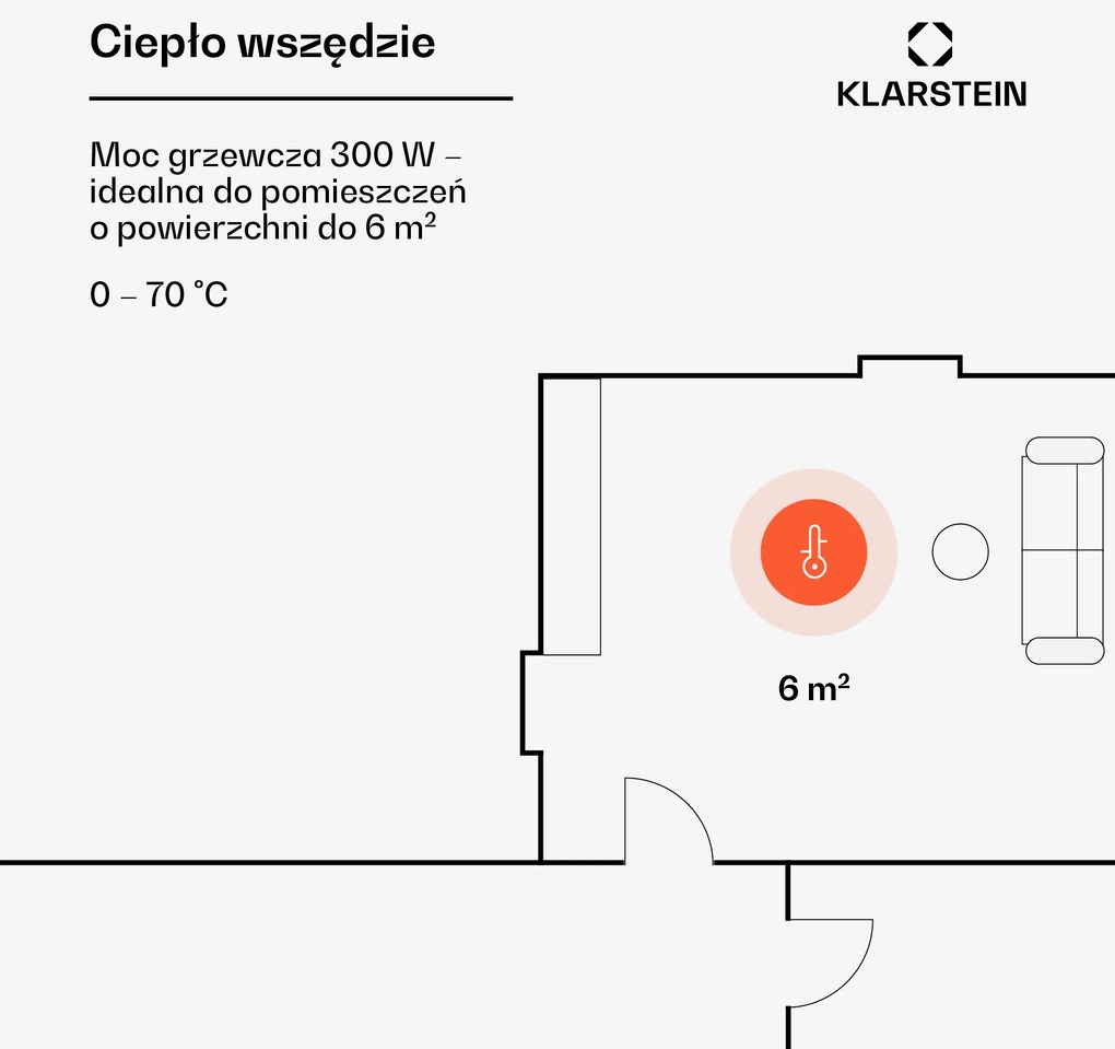 Klarstein Wonderwall Infinite 300W 59,5x50,5cm Panel na podczerwień Biały