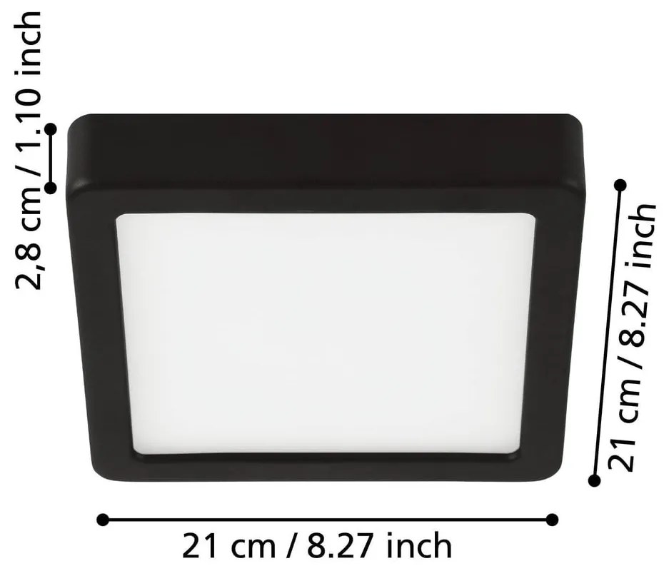 Czarna lampa sufitowa LED 21x21 cm FUEVA 5 – EGLO