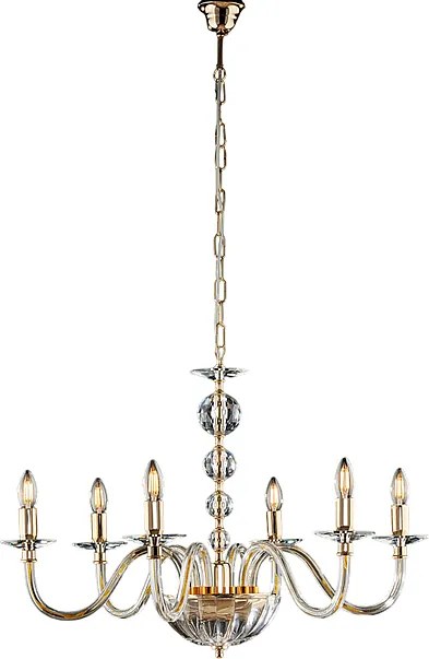 Żyrandol Ruben Gold z przezroczystego szkła i kryształków 6 lamp 116 Ø77 BL267-6-OR